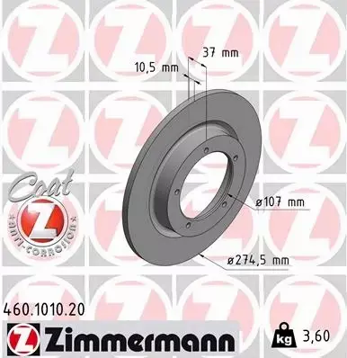 ZIMMERMANN TARCZA HAMULCOWA 460.1010.20 