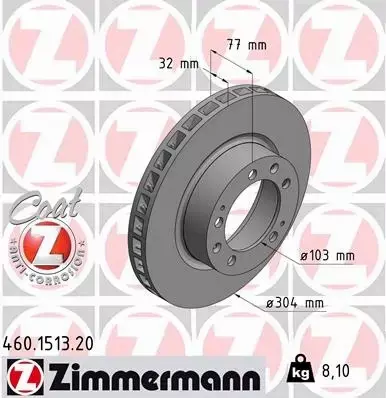 ZIMMERMANN TARCZE HAMULCOWE PRZÓD 460.1513.20 