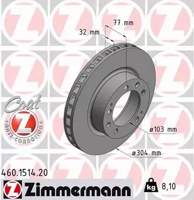 ZIMMERMANN TARCZA HAMULCOWA 460.1514.20 