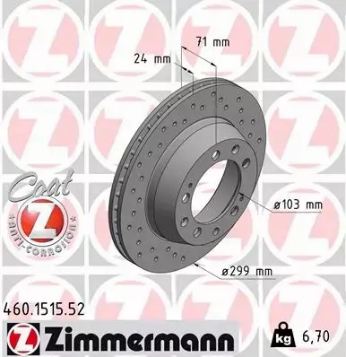 ZIMMERMANN TARCZA HAMULCOWA 460.1515.52 