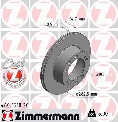 ZIMMERMANN TARCZA HAMULCOWA 460.1518.20 