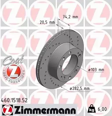 ZIMMERMANN TARCZA HAMULCOWA 460.1518.52 