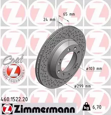 ZIMMERMANN TARCZA HAMULCOWA 460.1522.20 