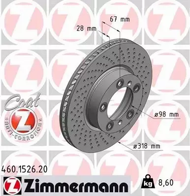 ZIMMERMANN TARCZA HAMULCOWA 460.1526.20 