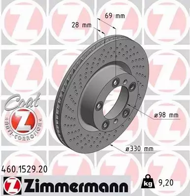 ZIMMERMANN TARCZA HAMULCOWA 460.1529.20 