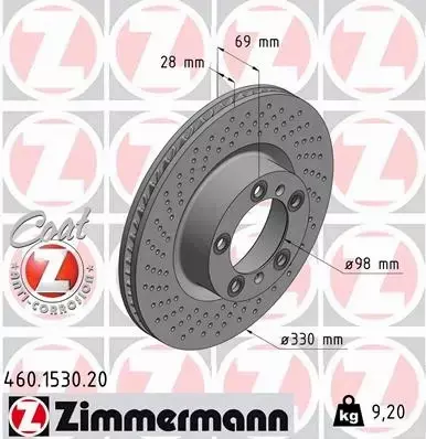 ZIMMERMANN TARCZA HAMULCOWA 460.1530.20 