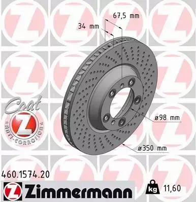 ZIMMERMANN TARCZA HAMULCOWA 460.1574.20 