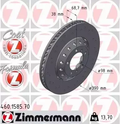 ZIMMERMANN TARCZA HAMULCOWA 460.1585.70 