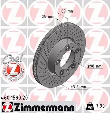 ZIMMERMANN TARCZA HAMULCOWA 460.1590.20 