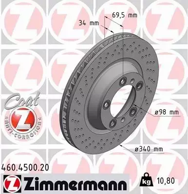 ZIMMERMANN TARCZA HAMULCOWA 460.4500.20 