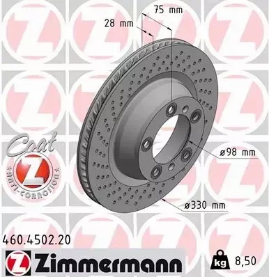 ZIMMERMANN TARCZE HAMULCOWE TYŁ 460.4502.20 