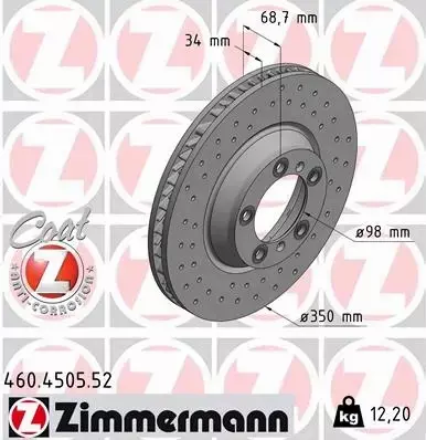 ZIMMERMANN TARCZA HAMULCOWA 460.4505.52 