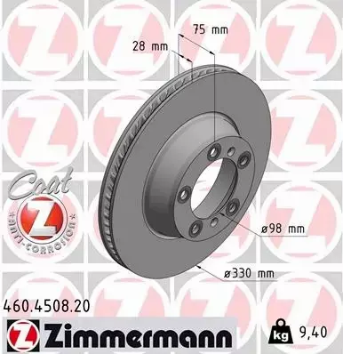 ZIMMERMANN TARCZE HAMULCOWE TYŁ 460.4508.20 