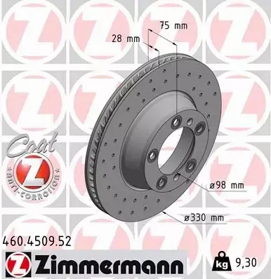 ZIMMERMANN TARCZA HAMULCOWA 460.4509.52 