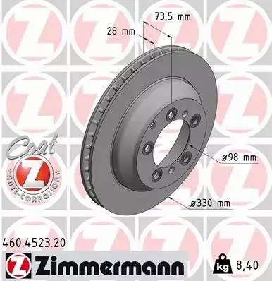 ZIMMERMANN TARCZA HAMULCOWA 460.4523.20 