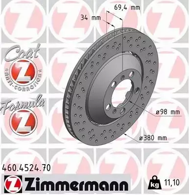 ZIMMERMANN TARCZA HAMULCOWA 460.4524.70 