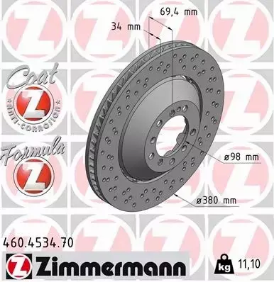 ZIMMERMANN TARCZA HAMULCOWA 460.4534.70 