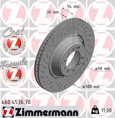 ZIMMERMANN TARCZE+KLOCKI TYŁ PORSCHE 911 991 380MM 