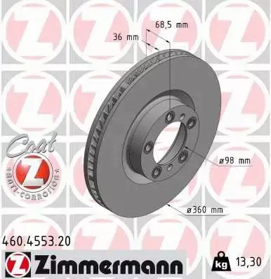 ZIMMERMANN TARCZA HAMULCOWA 460.4553.20 