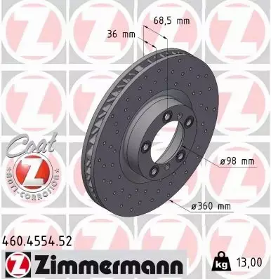 ZIMMERMANN TARCZA HAMULCOWA 460.4554.52 