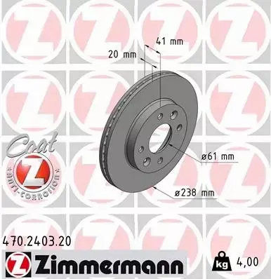 ZIMMERMANN TARCZA HAMULCOWA 470.2403.20 