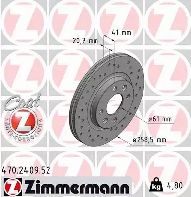 ZIMMERMANN TARCZA HAMULCOWA 470.2409.52 