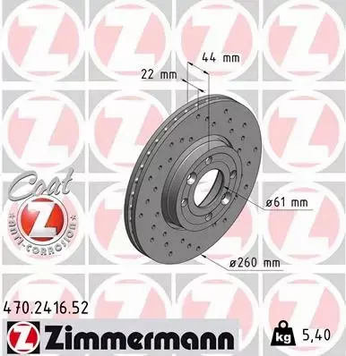 ZIMMERMANN SPORT TARCZE P RENAULT MODUS 260MM 