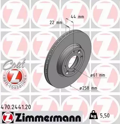 ZIMMERMANN TARCZA HAMULCOWA 470.2441.20 