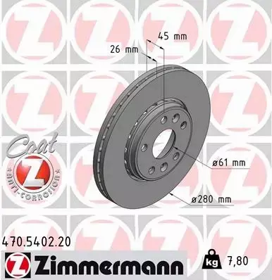 ZIMMERMANN TARCZE HAMULCOWE PRZÓD 470.5402.20 