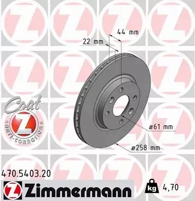 ZIMMERMANN TARCZE HAMULCOWE PRZÓD 470.5403.20 