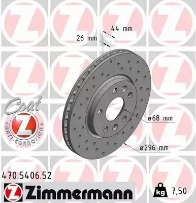 ZIMMERMANN TARCZE+KLOCKI P+T RENAULT TALISMAN 296MM 