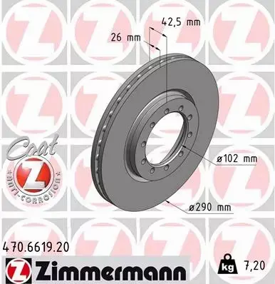 ZIMMERMANN TARCZA HAMULCOWA 470.6619.20 