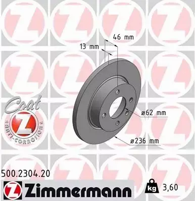 ZIMMERMANN TARCZA HAMULCOWA 500.2304.20 