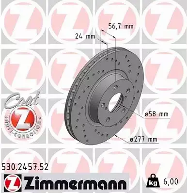 ZIMMERMANN TARCZE HAMULCOWE SPORT PRZÓD 530.2457.52 