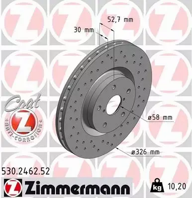 ZIMMERMANN TARCZE PRZÓD SUBARU IMPREZA GR GD 326MM 