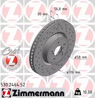 ZIMMERMANN TARCZE HAMULCOWE SPORT PRZÓD 530.2464.52 