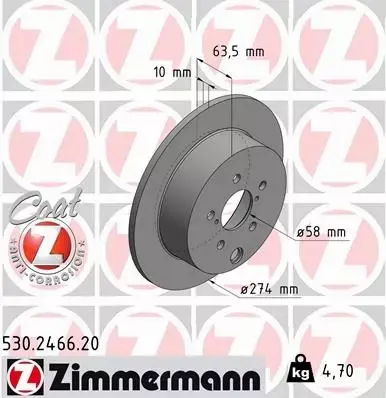 ZIMMERMANN TARCZE HAMULCOWE TYŁ 530.2466.20 