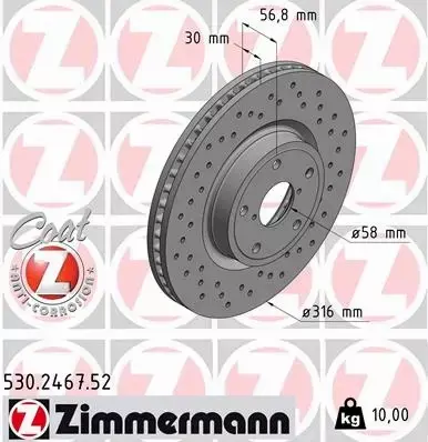 ZIMMERMANN TARCZA HAMULCOWE SPORT 530.2467.52 