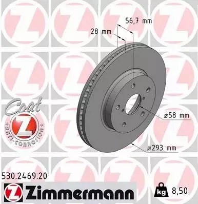 ZIMMERMANN TARCZA HAMULCOWA 530.2469.20 