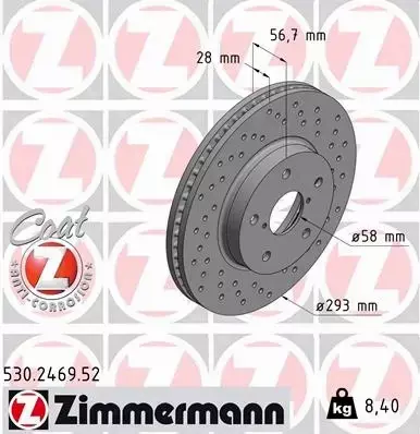 ZIMMERMANN TARCZA HAMULCOWE SPORT 530.2469.52 