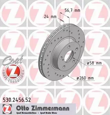 ZIMMERMANN TARCZE HAMULCOWE SPORT PRZÓD 530.2456.52 