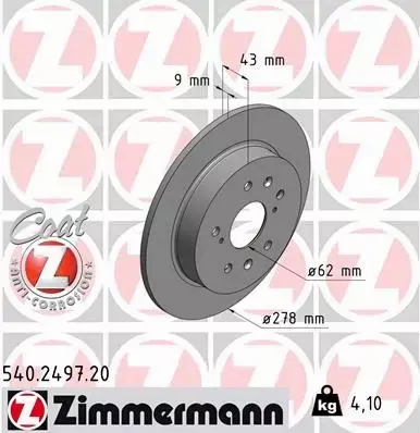 ZIMMERMANN TARCZA HAMULCOWA 540.2497.20 