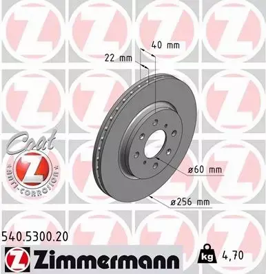 ZIMMERMANN TARCZE HAMULCOWE PRZÓD 540.5300.20 