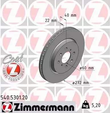 ZIMMERMANN TARCZE HAMULCOWE PRZÓD 540.5301.20 