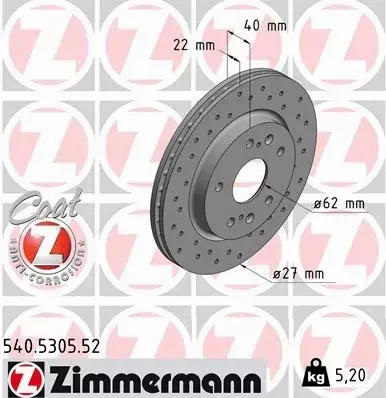 ZIMMERMANN TARCZA HAMULCOWE SPORT 540.5305.52 