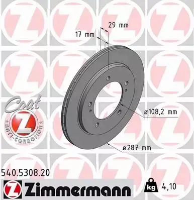 ZIMMERMANN TARCZA HAMULCOWA 540.5308.20 