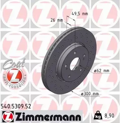 ZIMMERMANN TARCZA HAMULCOWE SPORT 540.5309.52 