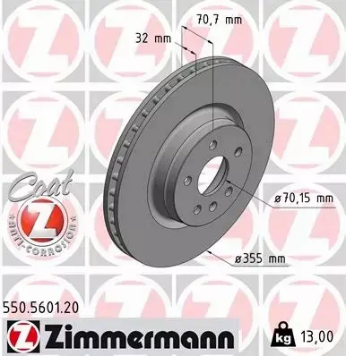 ZIMMERMANN TARCZA HAMULCOWA 550.5601.20 