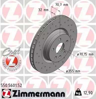 ZIMMERMANN TARCZA HAMULCOWA 550.5601.52 