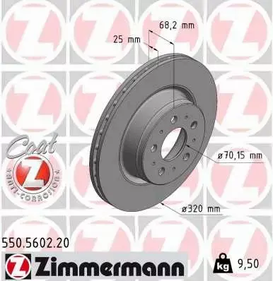 ZIMMERMANN TARCZA HAMULCOWA 550.5602.20 